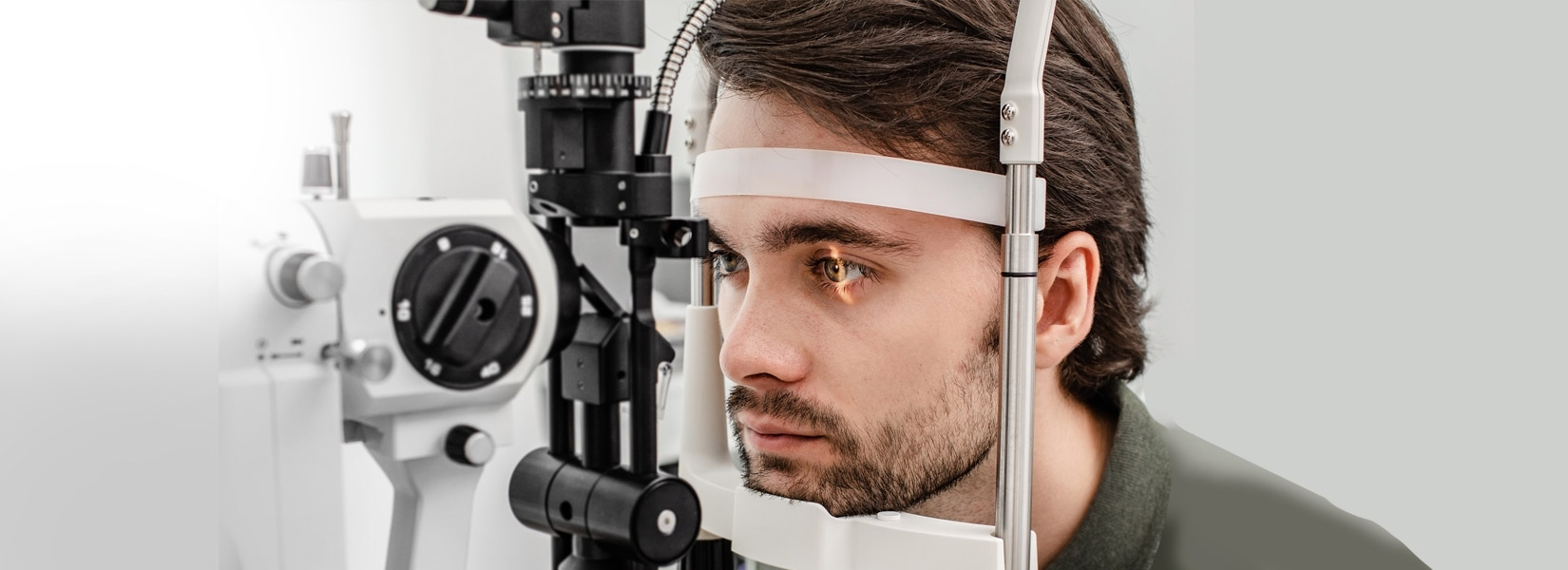 young man during eye exam in Stratford